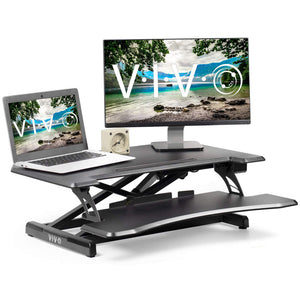 Vivo 31" Wide Electric Adjustable Height Sit Stand Desk Converter- Black-Electric Standing Desks-Vivo-Black-Ergo Standing Desks