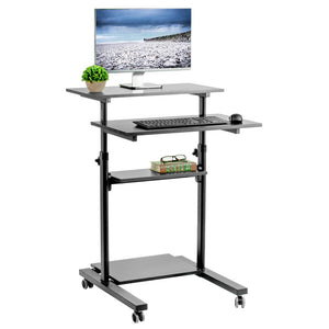 Vivo 28" Wide Compact Adjustable Height Mobile Work Desk- Black-Mobile Standing Desks-Vivo-Black-Ergo Standing Desks