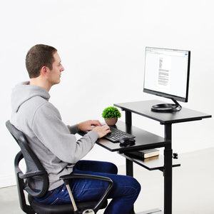 Vivo 28" Wide Compact Adjustable Height Mobile Work Desk- Black-Mobile Standing Desks-Vivo-Black-Ergo Standing Desks