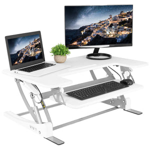 Vivo 36" Wide Adjustable Height Stand Up Desk Converter-Standing Desk Converters-Vivo-White-Ergo Standing Desks