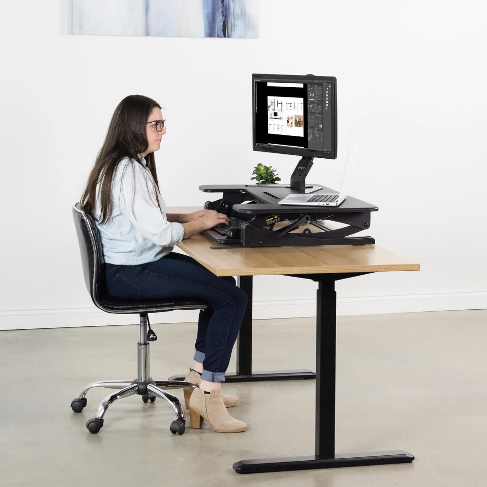Vivo 36 Wide Electric Adjustable Height Stand Up Desk Converter