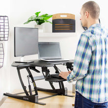 Load image into Gallery viewer, Vivo 44&quot; Wide Adjustable Height Corner Stand Up Desk Converter- Black-Corner Standing Desk-Vivo-Black-Ergo Standing Desks