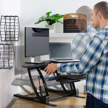 Load image into Gallery viewer, Vivo 44&quot; Wide Adjustable Height Corner Stand Up Desk Converter- Black-Corner Standing Desk-Vivo-Black-Ergo Standing Desks