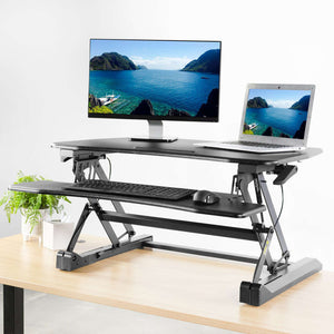 Vivo 36" Wide Adjustable Height Deluxe Standing Desk Converter-Standing Desk Converters-Vivo-Black-Ergo Standing Desks
