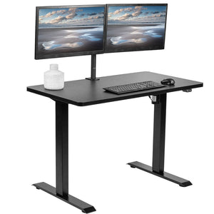 Vivo 43" Wide Standard Electric Adjustable Sit Stand Desk- Black Frame-Electric Standing Desks-Vivo-Black Top-Ergo Standing Desks