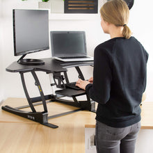 Load image into Gallery viewer, Vivo 43&quot; Wide Electric Adjustable Height Corner Stand Up Desk Converter- Black-Corner Standing Desk-Vivo-Black-Ergo Standing Desks
