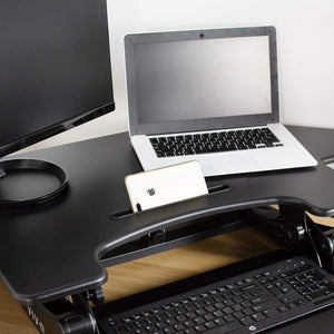 Vivo 43" Wide Electric Adjustable Height Corner Stand Up Desk Converter- Black-Corner Standing Desk-Vivo-Black-Ergo Standing Desks