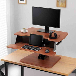 Eureka Ergonomic 31.5" Wide Adjustable Height Stand Desk Converter-Standing Desk Converters-Eureka Ergonomic-Cherry-Ergo Standing Desks