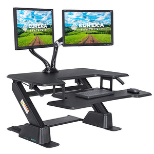 Eureka Ergonomic 36" Wide Gen 1 Height Adjustable Standing Desktop Converter-Standing Desk Converters-Eureka Ergonomic-Black-Ergo Standing Desks
