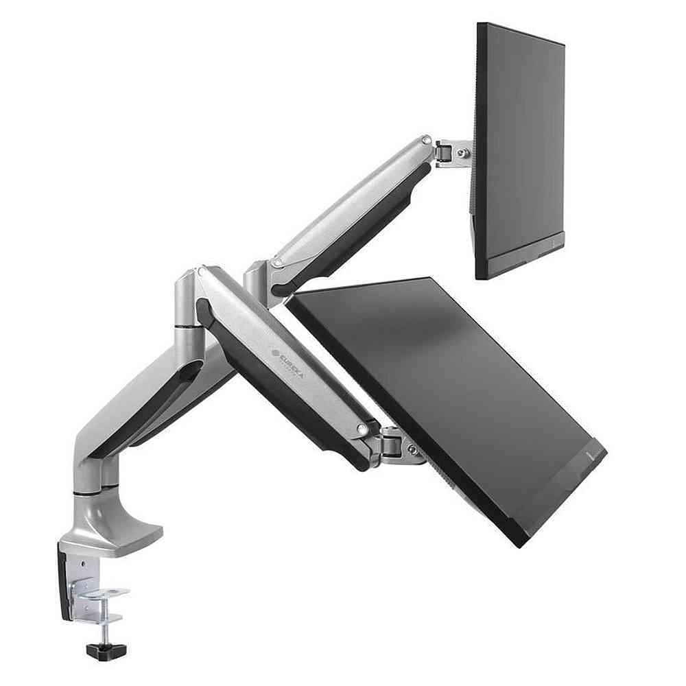 Eureka Ergonomic Dual Desk Mount Full Motion Adjustable Monitor Arms-Monitor Arms-Eureka Ergonomic-Silver-Ergo Standing Desks