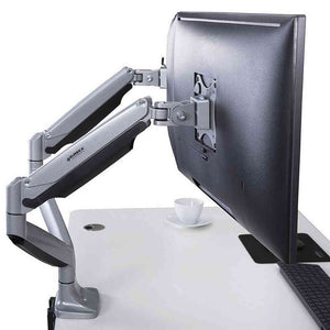 Eureka Ergonomic Dual Desk Mount Full Motion Adjustable Monitor Arms-Monitor Arms-Eureka Ergonomic-Silver-Ergo Standing Desks