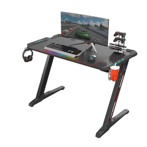 Eureka Ergonomic Z1-S Gaming Desk with LED Lights and Gear Holders-Gaming Desks-Eureka Ergonomic-Black-Ergo Standing Desks
