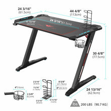 Load image into Gallery viewer, Eureka Ergonomic Z1-S Gaming Desk with LED Lights and Gear Holders-Gaming Desks-Eureka Ergonomic-Black-Ergo Standing Desks