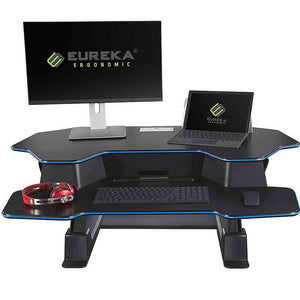 Eureka Ergonomic 46" Wide Adjustable Height Standing Desk Converter - Black-Standing Desk Converters-Eureka Ergonomic-Black w/ Blue Accent Stripe-Ergo Standing Desks