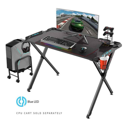 Eureka Ergonomic X1-S Gaming Desk with LED Lights and Gear Holders-Gaming Desks-Eureka Ergonomic-Black-Ergo Standing Desks