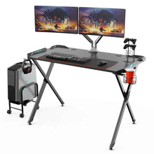 Load image into Gallery viewer, Eureka Ergonomic X1-S Gaming Desk with LED Lights and Gear Holders-Gaming Desks-Eureka Ergonomic-Black-Ergo Standing Desks