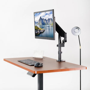 Vivo 43" Wide One Column Electric Adjustable Height Standing Desk-Electric Standing Desks-Vivo-Dark Walnut-Ergo Standing Desks