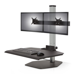 Innovative Winston Workstation Dual Monitor Adjustable Standing Desk Converter-Standing Desk Converters-Innovative-Silver-Standard 23" x 30"-Ergo Standing Desks