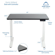 Load image into Gallery viewer, Vivo 43&quot; Wide Electric Adjustable Sit Stand Desk with Memory Presets- White Frame-Electric Standing Desks-Vivo-Ergo Standing Desks