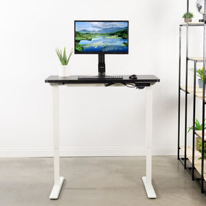 Vivo 43" Wide Electric Adjustable Sit Stand Desk with Memory Presets- White Frame-Electric Standing Desks-Vivo-Ergo Standing Desks