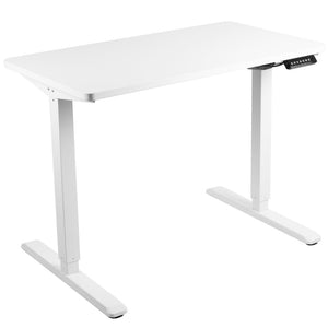 Vivo 43" Wide Electric Adjustable Sit Stand Desk with Memory Presets- White Frame-Electric Standing Desks-Vivo-White Top-Ergo Standing Desks