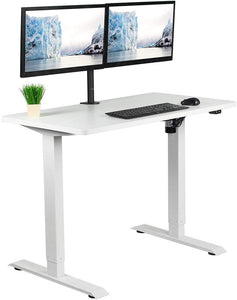 Vivo 43" Wide Standard Electric Adjustable Sit Stand Desk- White Frame-Electric Standing Desks-Vivo-White Top-Ergo Standing Desks