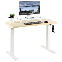 Load image into Gallery viewer, Vivo 43&quot; Wide Crank Adjustable Height Sit Stand Desk-Crank Adjustable Desks-Vivo-Light Wood-White-Ergo Standing Desks