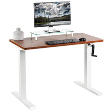 Load image into Gallery viewer, Vivo 43&quot; Wide Crank Adjustable Height Sit Stand Desk-Crank Adjustable Desks-Vivo-Dark Walnut-White-Ergo Standing Desks