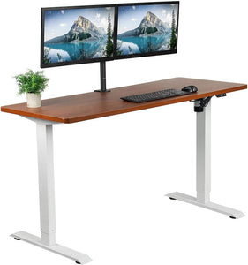 Vivo 60" Wide Standard Electric Adjustable Standing Desk- White Frame-Electric Standing Desks-Vivo-Dark Walnut Top-Ergo Standing Desks