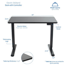 Load image into Gallery viewer, Vivo 43&quot; Wide Electric Adjustable Sit Stand Desk with Memory Presets- Black Frame-Electric Standing Desks-Vivo-Ergo Standing Desks