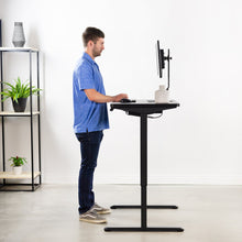 Load image into Gallery viewer, Vivo 43&quot; Wide Electric Adjustable Sit Stand Desk with Memory Presets- Black Frame-Electric Standing Desks-Vivo-Black Top-Ergo Standing Desks