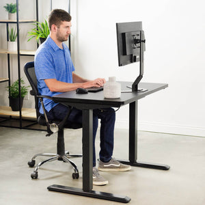 Vivo 43" Wide Electric Adjustable Sit Stand Desk with Memory Presets- Black Frame-Electric Standing Desks-Vivo-Ergo Standing Desks