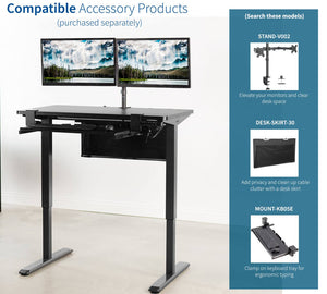 Vivo 43" Wide Electric Adjustable Sit Stand Desk with Memory Presets- Black Frame-Electric Standing Desks-Vivo-Ergo Standing Desks