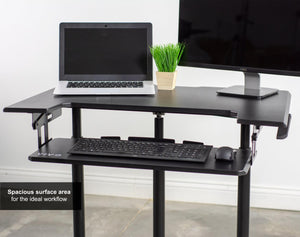 Vivo 35" Wide Compact Adjustable Height Mobile Work Desk- Black-Mobile Standing Desks-Vivo-Black-Ergo Standing Desks