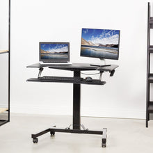Load image into Gallery viewer, Vivo 36&quot; Wide Compact Pneumatic Adjustable Height Mobile Workstation- Black-Mobile Standing Desks-Vivo-Black-Ergo Standing Desks