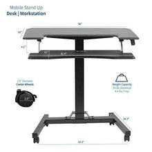 Load image into Gallery viewer, Vivo 36&quot; Wide Compact Pneumatic Adjustable Height Mobile Workstation- Black-Mobile Standing Desks-Vivo-Black-Ergo Standing Desks