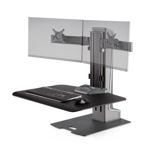 Innovative Winston-E Workstation Electric Dual Monitor Standing Desk Converter-Electric Standing Desks-Innovative-Gray Duotone-Ergo Standing Desks