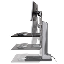 Load image into Gallery viewer, Innovative Winston-E Workstation Electric Dual Monitor Standing Desk Converter-Electric Standing Desks-Innovative-Gray Duotone-Ergo Standing Desks