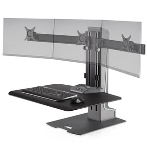 Innovative Winston-E Workstation Electric Triple Monitor Standing Desk Converter-Electric Standing Desks-Innovative-Gray Duotone-Ergo Standing Desks