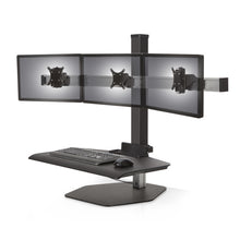 Load image into Gallery viewer, Innovative Winston Workstation Triple Monitor Adjustable Standing Desk Converter-Standing Desk Converters-Innovative-Vista Black-Compact 17&quot; x 30&quot;-Ergo Standing Desks